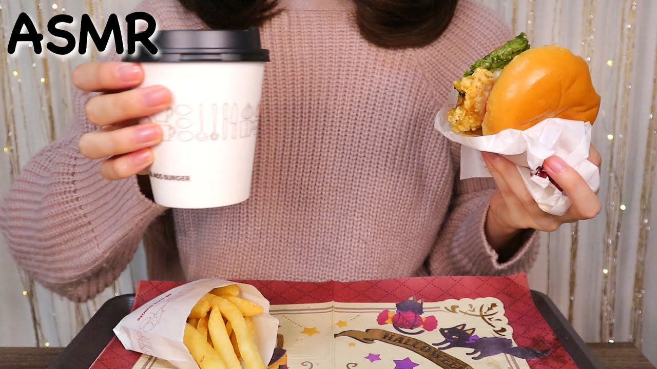 【ASMR/囁き】開封・紙袋の音有り 3種類のハンバーガーを食べる音🍔 Eating 3 types hamburgers