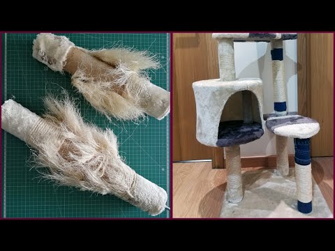Cat scratcher damaged? How to renew a cat scratcher and change the sisal/rope of the scratcher