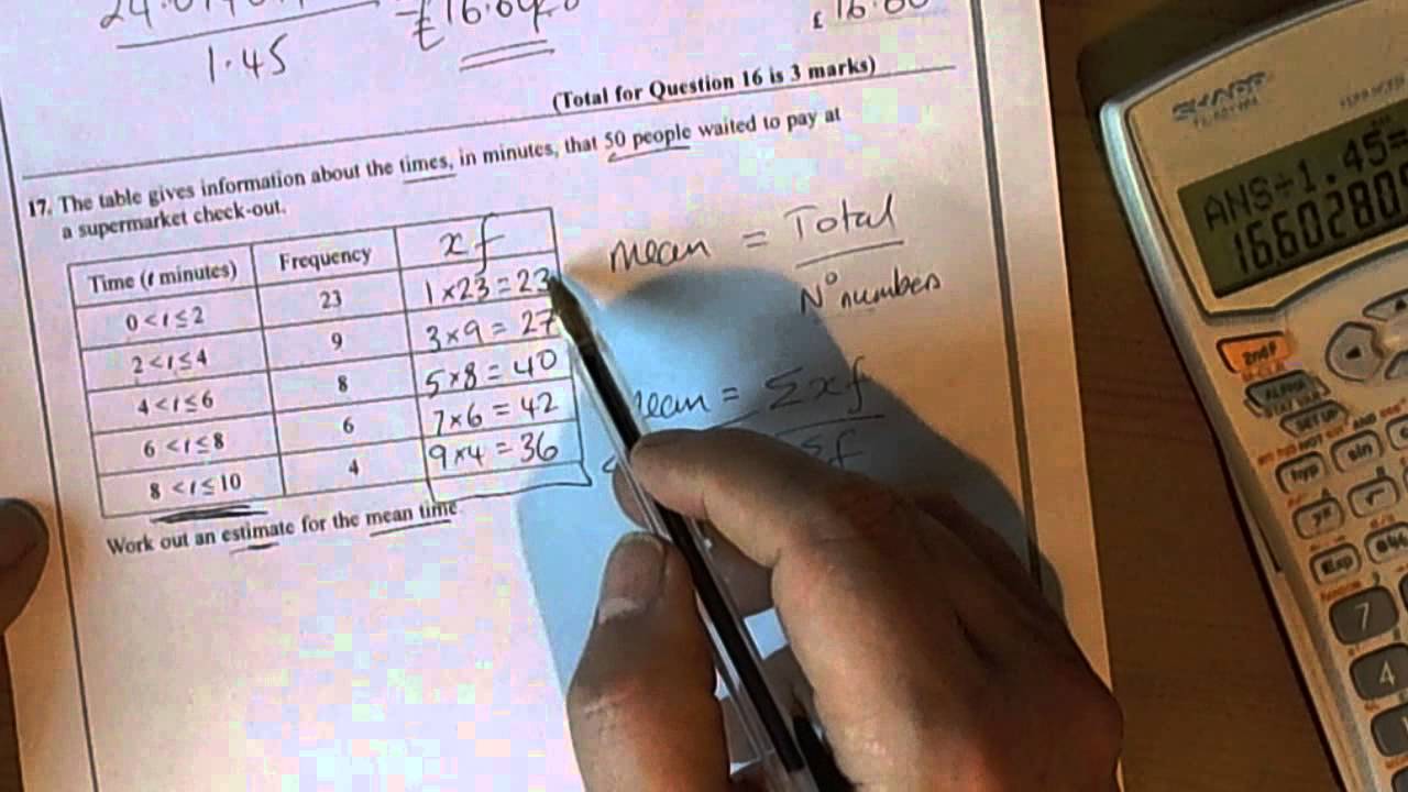 Estimated Mean Average Calculation For Grouped Frequency Table Unit 1