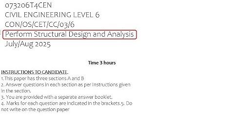 July 2025 Structural Design and Analysis Cdacc Past Paper Level 6 Civil Engineering