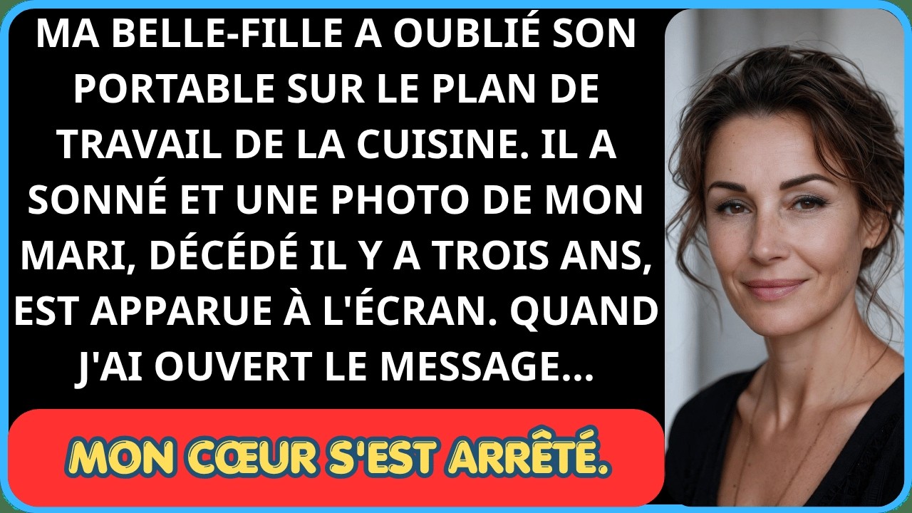 Le téléphone vibra sur le comptoir. Sur l’écran, la photo de Richard, mon mari, mort depuis trois ans. Puis je lus : « Rendez-vous les jeudis. » Ma belle-fille entra, prit son portable et fila à...