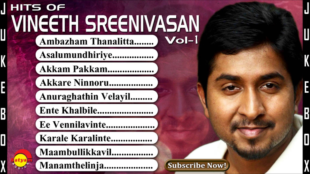 Hits of Vineeth Sreenivasan Vol  1  Malayalam Film Songs