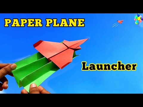 How to make paper plane launcher -  paper airplane launcher - flying airplane, RubberBand launcher