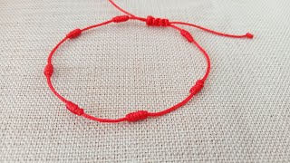 How to Make 7 Knots Lucky Red String Bracelet Tutorial, Diy Kabbalah Bracelet Protection Bracelet Wealth