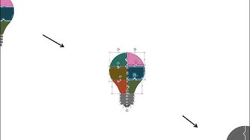 bulb with six parts and technical icons flat powerpoint design