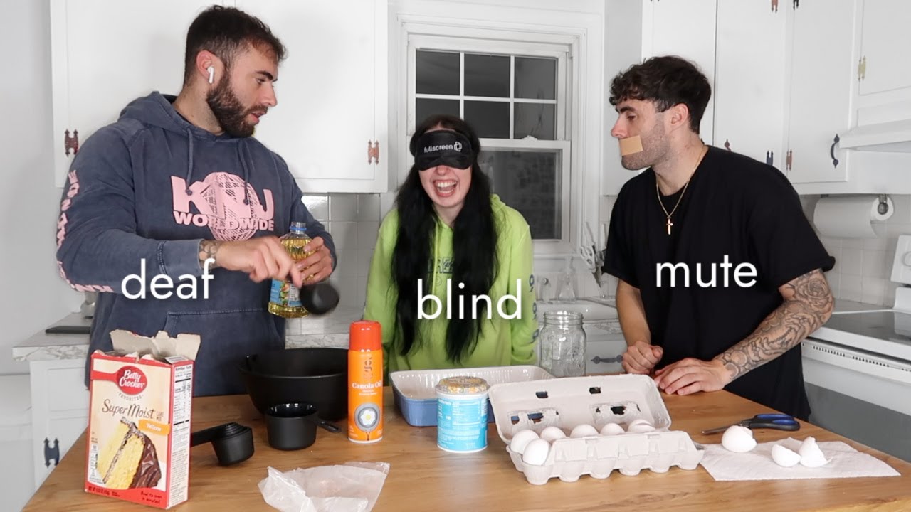 Blind, Deaf, & Mute Baking Challenge (ft twin brothers) YouTube