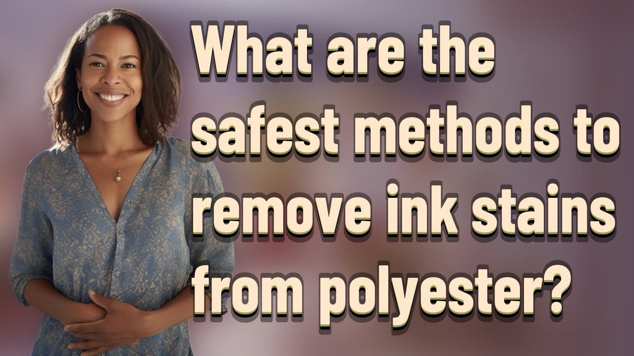 What are the safest methods to remove ink stains from polyester?