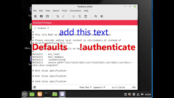 Disable password for installations Linux Mint
