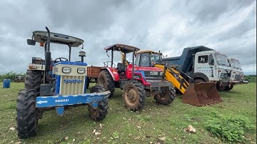 Jcb 3dx Xpert  Loading Mud In  Either 485 And Swaraj 744 FE _ Tractor Loading Mud _ #trending