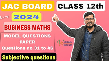 JAC Board 12th BMT Model question paper subjective questions with solution | class 12 jac BMT
