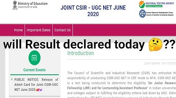 CSIR NET RESULT JUNE 2020 | CSIR NET JUNE 2020 Exam result | result of csir ugc net november 2020