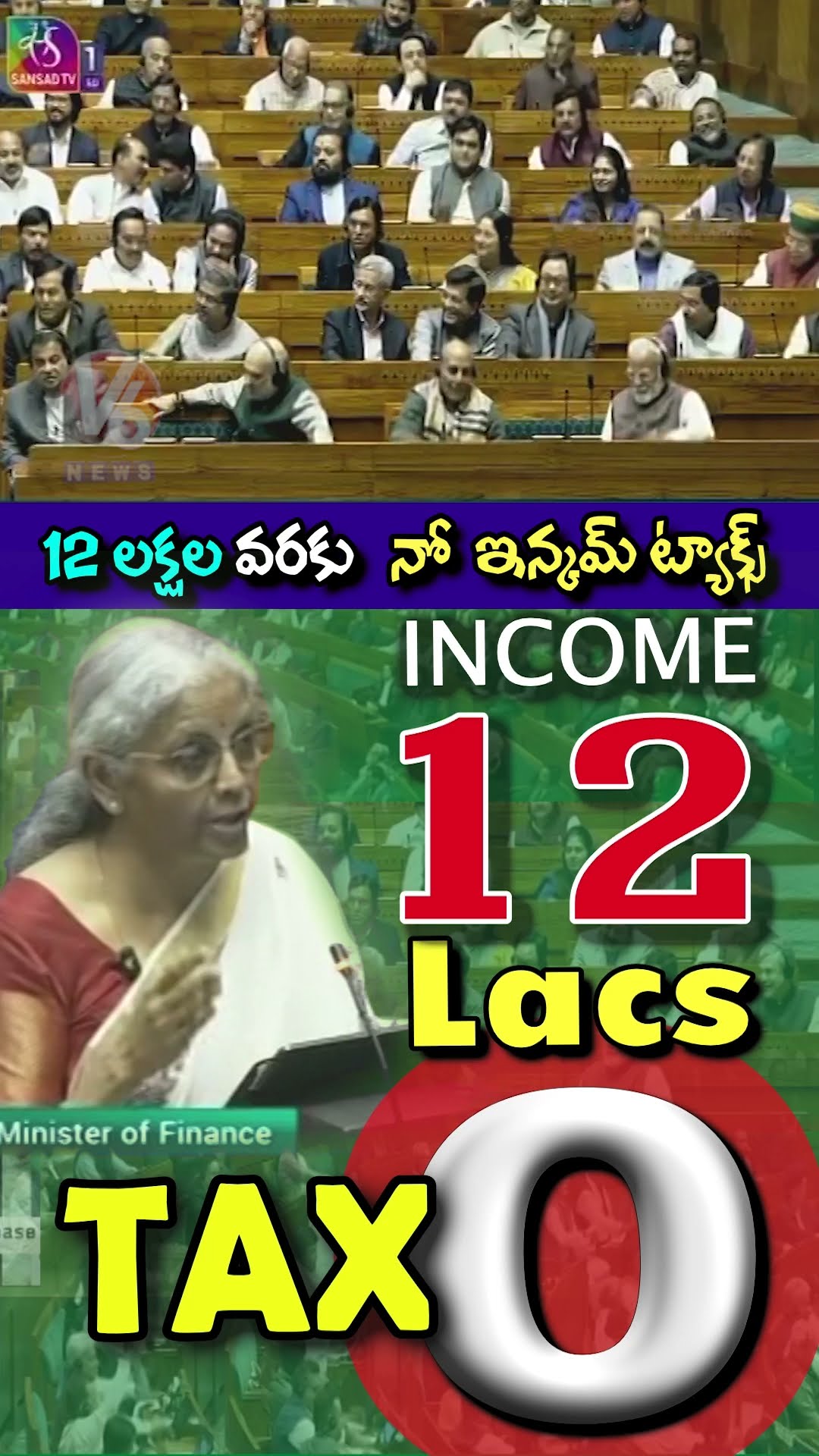 No Income Tax Up To Rs 12 Lakh | V6 News