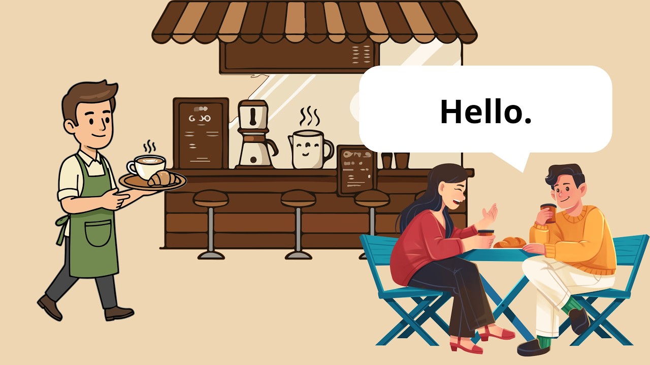A1 English Easy Listening Practice☕Conversation at a Café (Slow)