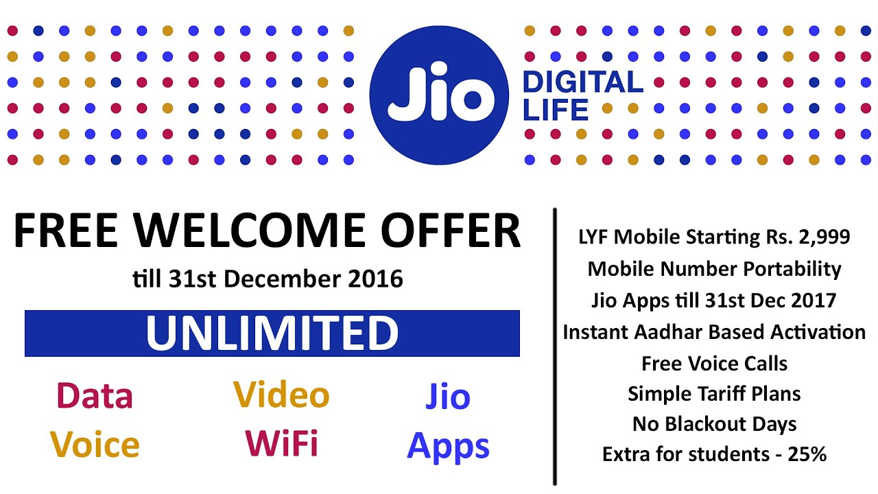 Hindi Reliance Jio 4G Launch Free Offer, Simple Tariff
