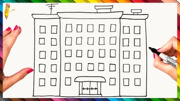 How To Draw A Building Step By Step 🏢 Building Drawing Easy