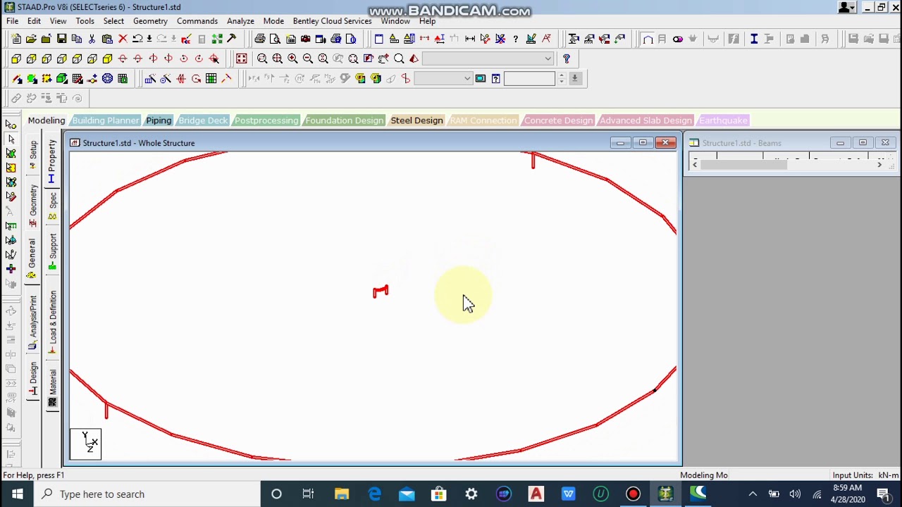 Analysis of curved and circular beam #staad-Pro-V8i - YouTube