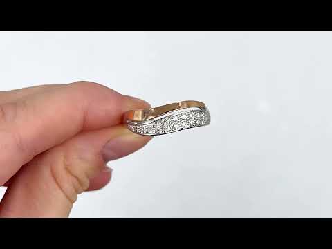 Каблучка срібна жіноча з золотом Ю018 вставка білі фіаніти розмір 19, видео 1
