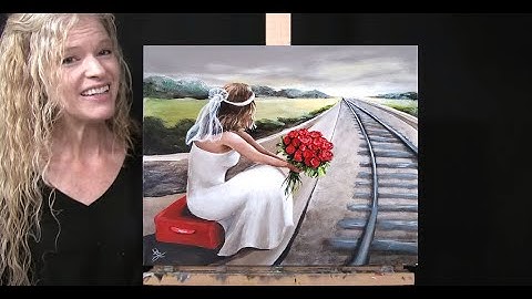 Learn How to Paint and Draw BRIDE TO BE with Acrylics- Paint & Sip at Home - Figure Landscape Lesson