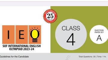 IEO CLASS 4  2023 24 SOLVED PAPER SET A |ENGLISH OLYMPIAD CLASS 4 | SOLVED PAPER | 2023 24 SET A.