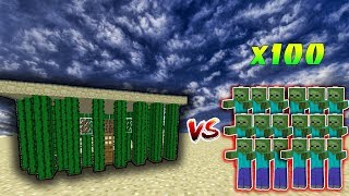 THỬ XÂY NHÀ AN TOÀN BẰNG XƯƠNG RỒNG CHỐNG LẠI 100 ZOMBIE TRONG MCPE | Thử Thách SlenderMan