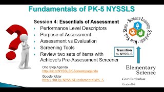 4 Essentials of NYSSLS Assessment