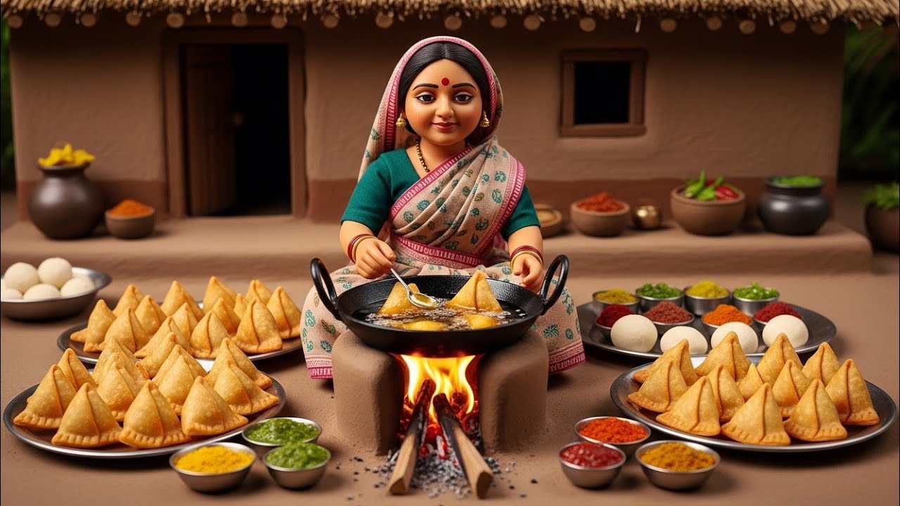 Miniature Doll Cooking Samosa ASMR | Real Village Tiny Food Magic