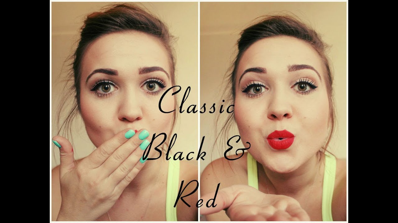 RED LIPSTICK+BLACK EYELINER! Very Classic look YouTube