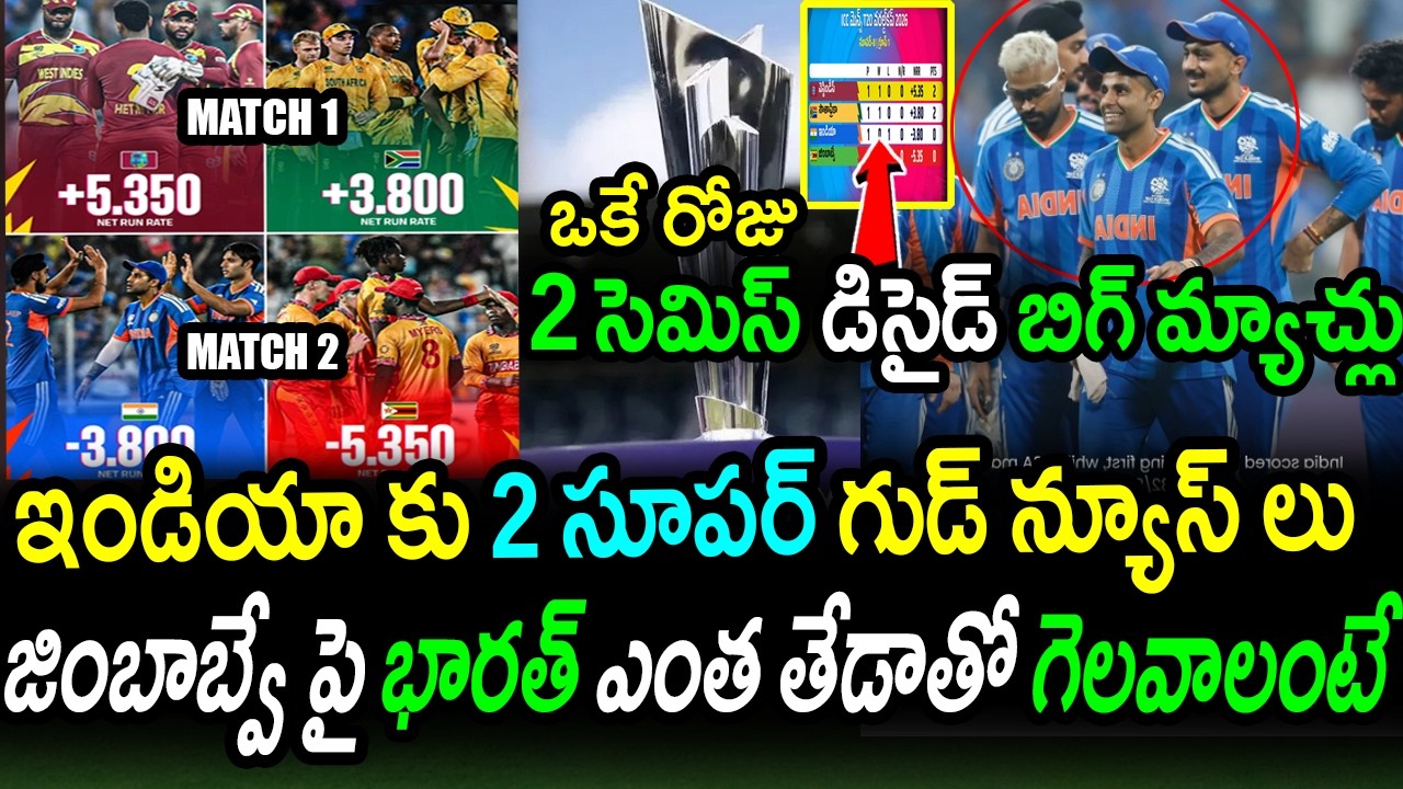 2 Good News To India Before Zimbabwe Match|Will South Africa SAVE India?|IND vs ZIM|SA vs WI|Super 8