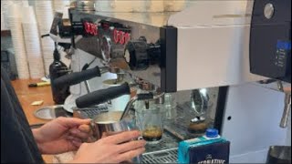 Working as a Barista Making Coffee & Pouring Latte Art