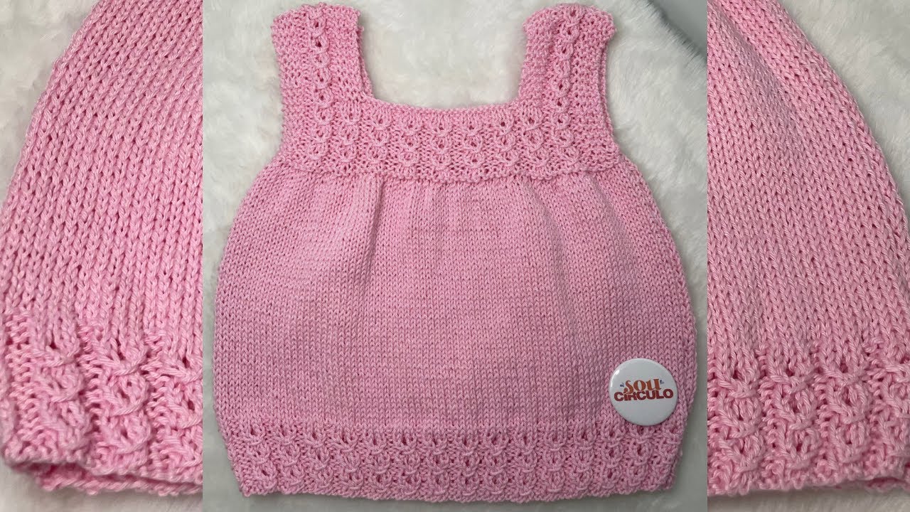 VESTIDO EM TRICÔ PARA BEBÊ-PONTO OITINHO-100%algodão
