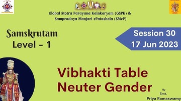 Session 30 - Vibhakti Table - Neuter Table - 17-06-2023  - Smt Priya Ramaswamy