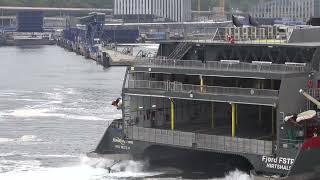Ferry in Oslo backing out of port