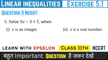 linear inequalities class 11 exercise 5.1 question 3 | ex 5.1 q3 class 11 | linear inequalities