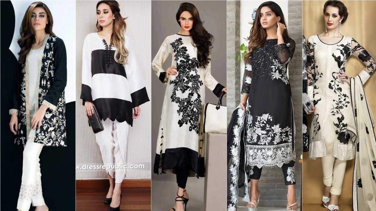 White and Black Color Contrast Dresses ...