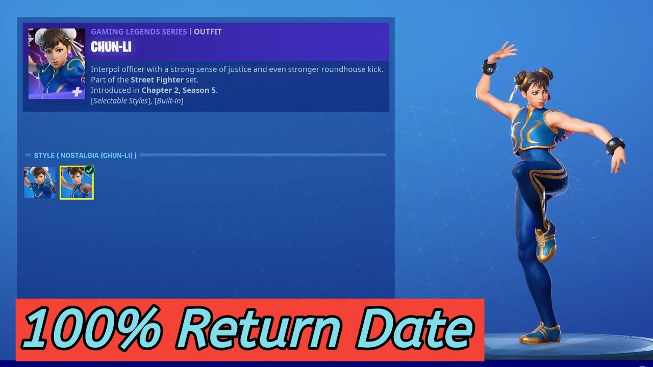 Chun Li Skin RETURN RELEASE DATE in Fortnite Item Shop! (Chun Li Skin