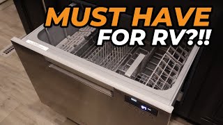 Fisher & Paykel RV Dishwasher Install in Fifth Wheel // Owner Demo & Review // Model DD24SAX9N