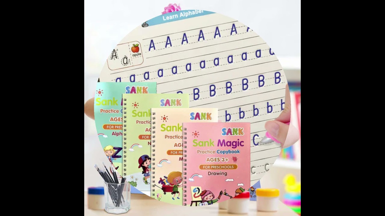 Bundle of 4 Sank Magic Learning Books with Magic Pen, 5 Refills,