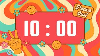 10 Minute Timer | Upbeat Pop Instrumental Music & Alarm Bell | Groovy Peace Out Theme ✌️🌼