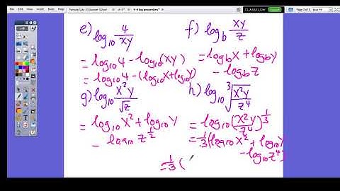Algebra II Pre-Cal section 4.3 Logarithmic Properties