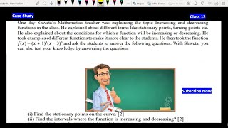 One day Shweta's Mathematics teacher | Case Study Application of Derivatives Increasing Decreasing