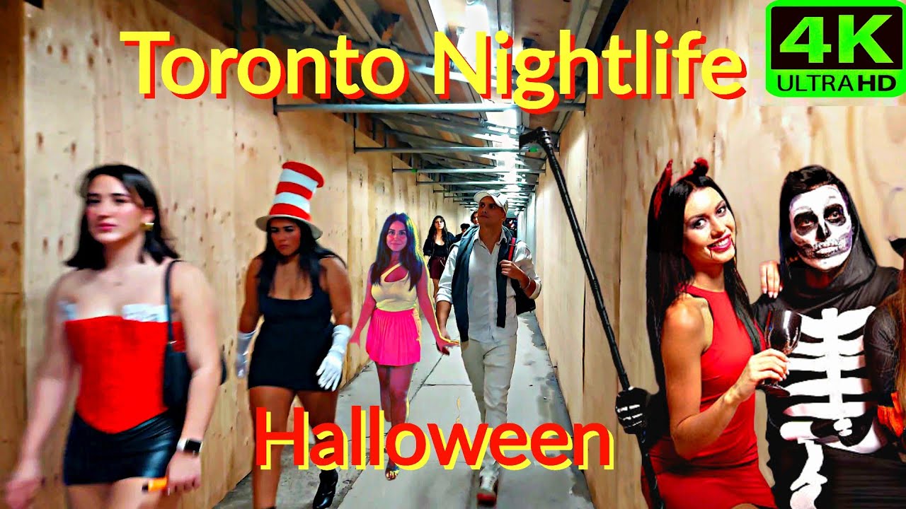 【4K】FRIDAY NIGHT DOWNTOWN TORONTO CANADA HALLOWEEN CELEBRATIONS