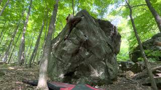 Magma Solution (V4) - Roger’s Rock Cove: Mate Boulder, Adirondacks, NY