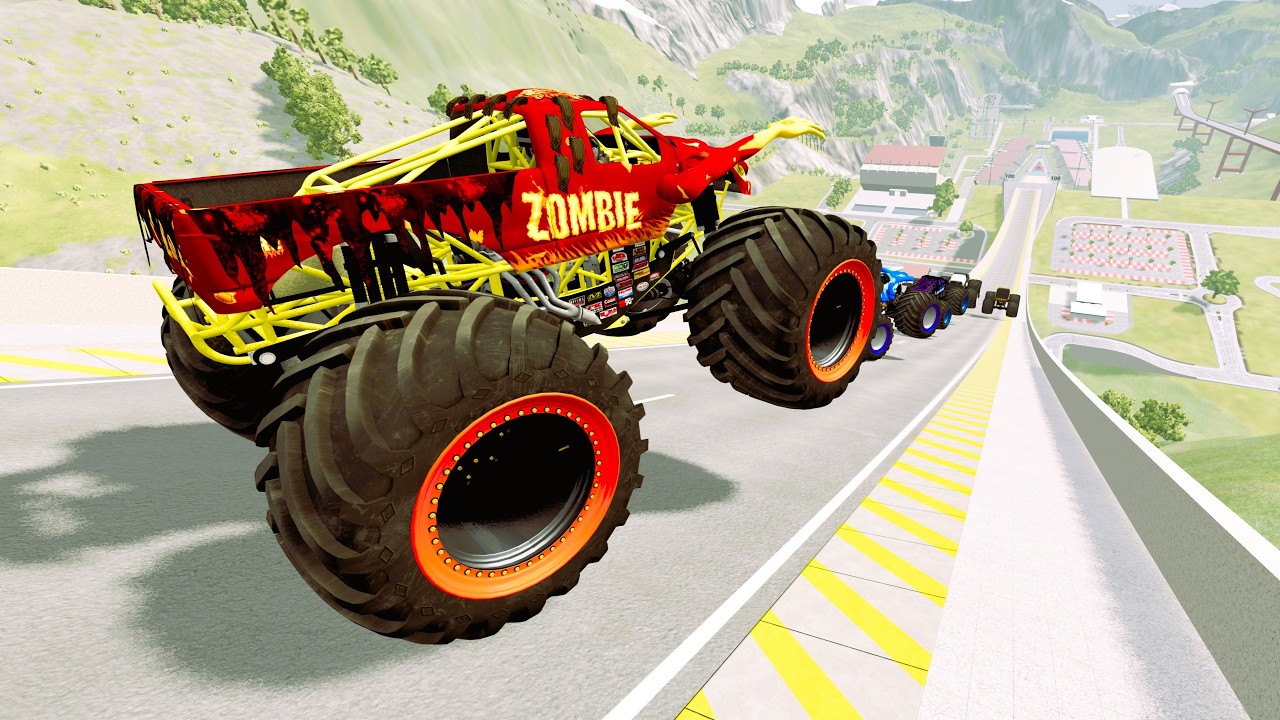Epic High Speed Monster truck jumps CAR Stunts & crashes #90| BeamNG Drive
