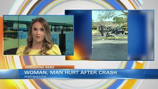 Woman seriously injured, man with minor injuries after vehicle crash in Portsmouth, police say