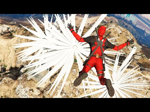 GTA 5 Stunning Ragdolls #81 - (Deadpool - Mountain And Windmill Fails)