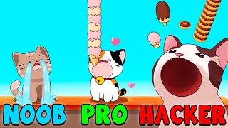 THE CAT's MOUTH IS HUGE! 🙀 NOOB vs PRO vs HACKER in Duet Cats screenshot 3