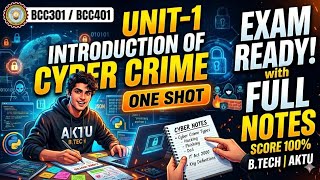 Cyber Security Unit 1: Introduction to Cyber Crime | One Shot & Notes| AKTU Btech | BCC301/BCC401