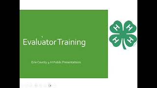 Evaluator Training for 4-H Public Presentations