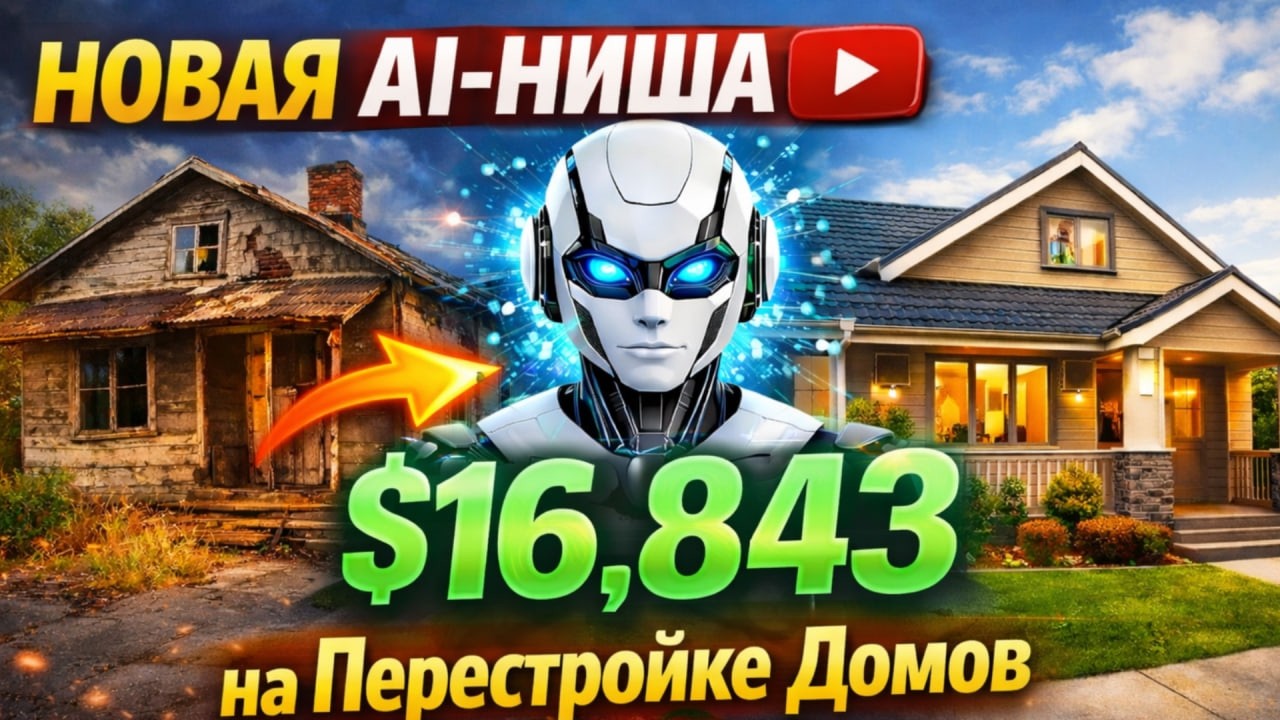 НОВАЯ ИИ-НИША YouTube: $16,843 на Перестройке Домов за 6 Минут (Без Воды)