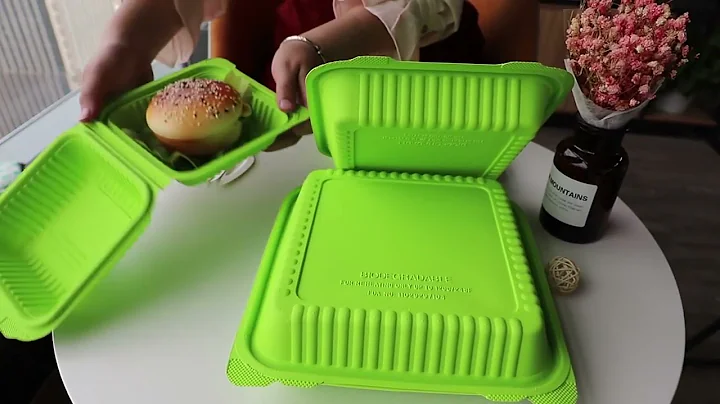 Biodegradable green takeaway cornstarch food containers